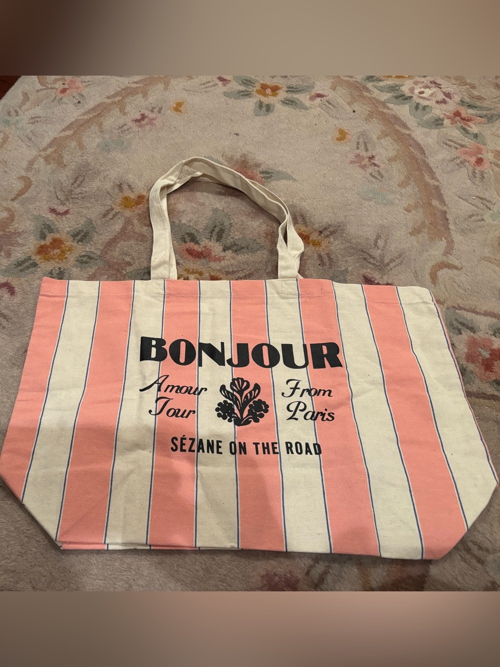 SEZANE BONJOUR PINK WHITE NWOT TOTE BAG